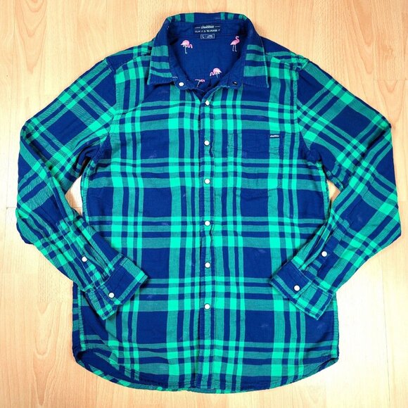 Chubbies Flamingo Shirt Men's Large Flip It & Reverse It Double Sided Pearl Snap - Picture 8 of 8